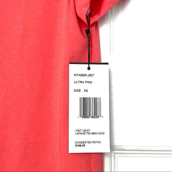 NEW LAFAYETTE 148 New York Kim Short Sleeves Cotton T-Shirt Tee Ultra Pink XS - Picture 10 of 13